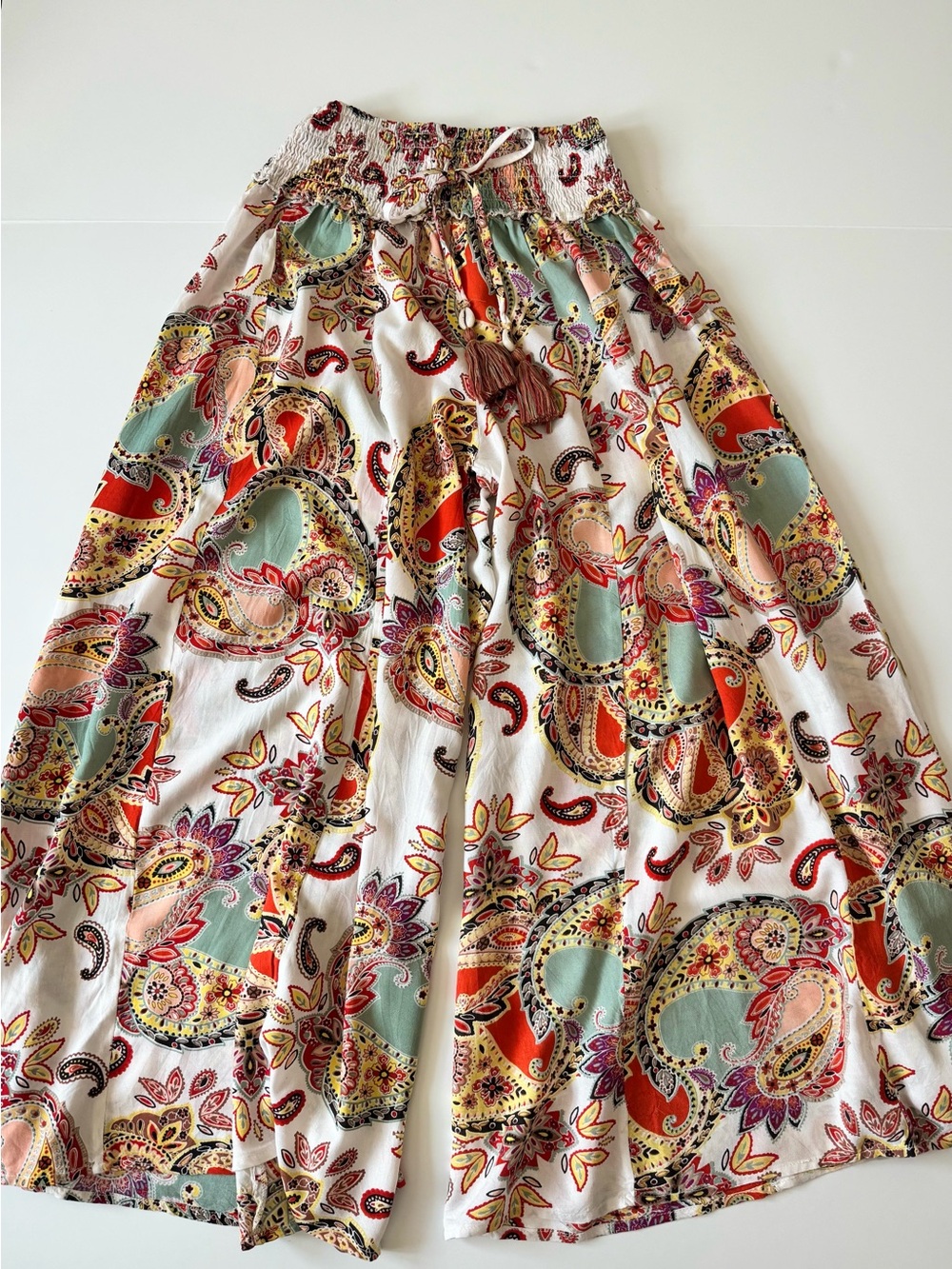 True Destinations Beach Palazzo Pants, Paisley w/Seashells, Women’s Size Small - Picture 4 of 12